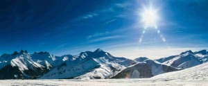 panoramic view of the Sybelles, French Alps. Copy space